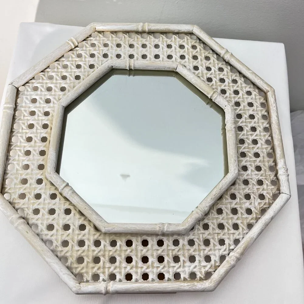 Octagonal Metal‎ Woven pattern Standing Desk Mirror